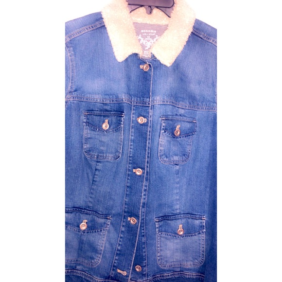 Sonoma Goods For Life® Sherpa Trim Jean Jacket - Picture 2 of 4